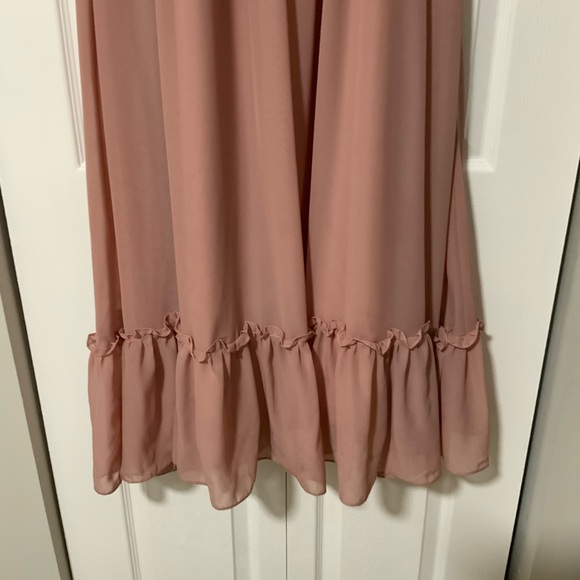 Junior Dress, A line floor length chiffon with bow cascading ruffles. - Picture 5 of 9